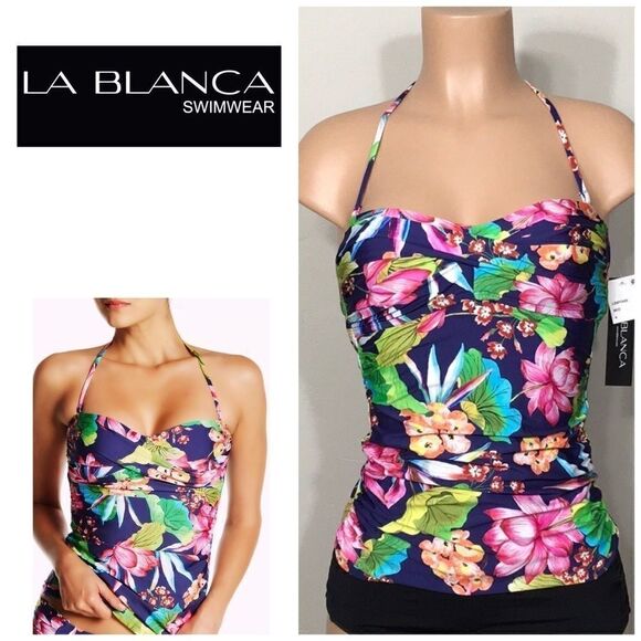 La Blanca navy floral tankini top. NWT - Picture 9 of 9